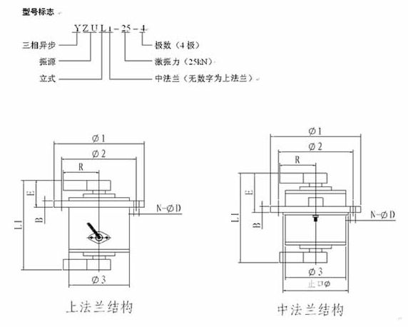 YZUL立式振動電機(jī)安裝圖